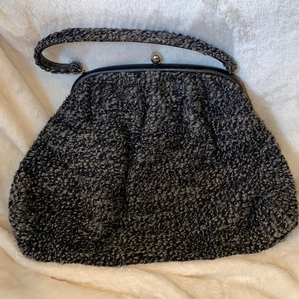 Vintage J.R. Handbags black tweed handbag with original change purse